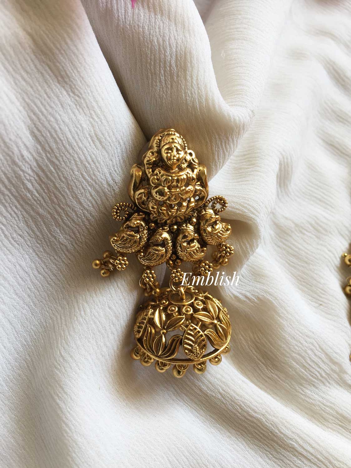 Antique Nagas Lakshmi with dual Beads Long Neckpiece